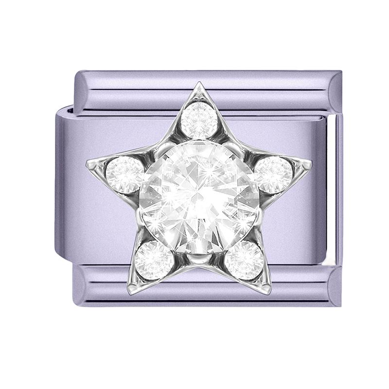 Y2K Purple Series Bow Candy Heart Flower Shiny Italian Charm Links Fit 9MM Stainless Steel Bracelet Girls' DIY Making Jewelry