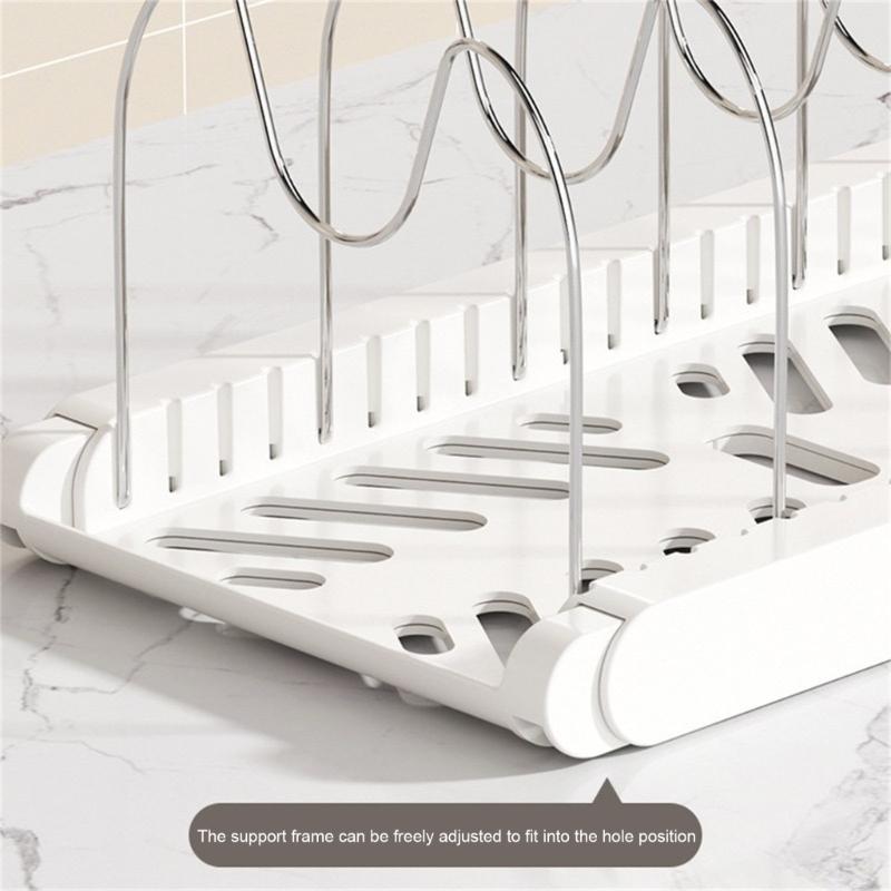 Space Saving Under Cabinet Storage Rack For Cookware Expandable Pots and Pans Organizer With Adjustable Dividers
