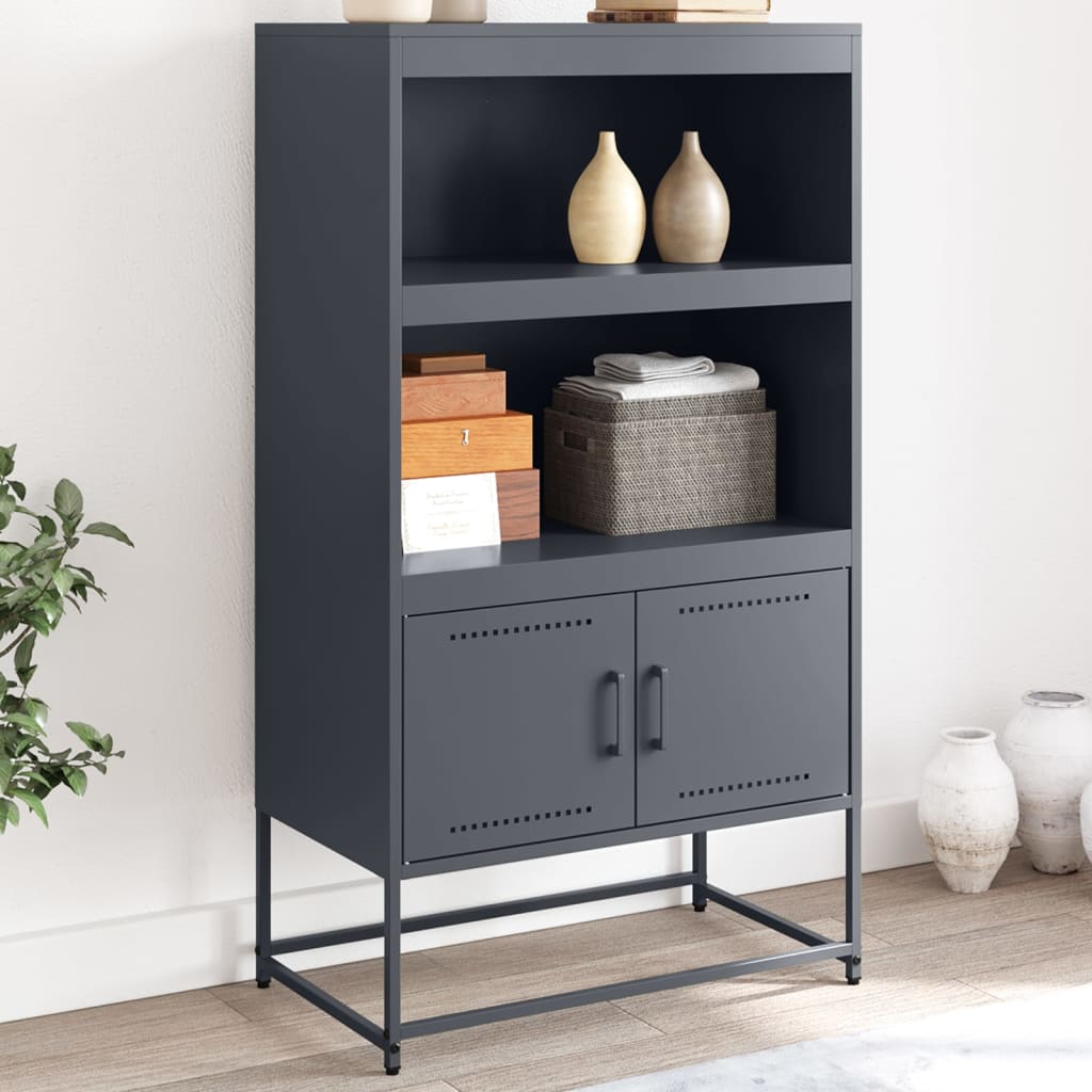 Highboard Anthracite 68.5 X 38.5 X 123.5 Cm Steel