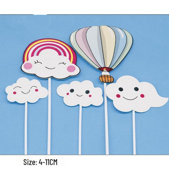 Happy Birthday Rainbow Cake Toppers: Stars, Clouds & Balloons