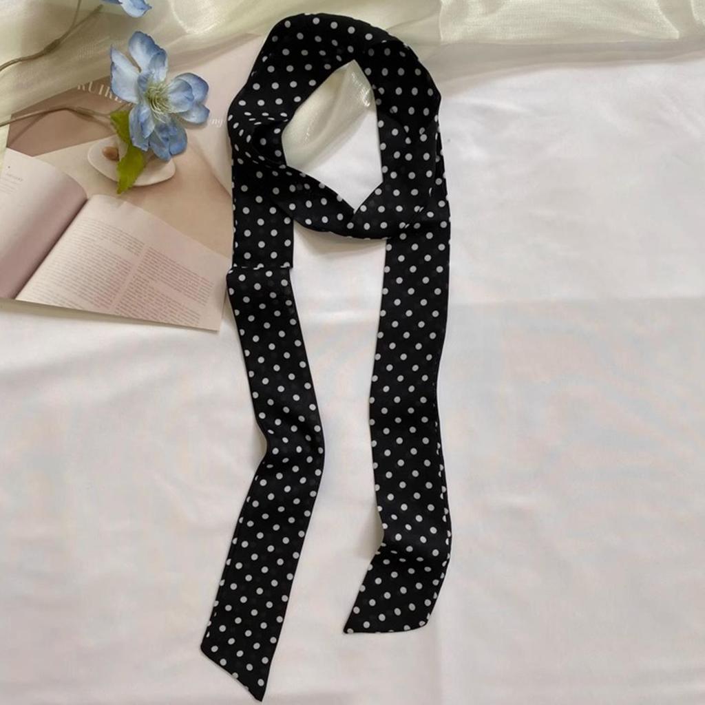 Women Narrow Long Scarf Polka Dot Tie Bag Ribbon Headband Choker Streamer Lady Accessories