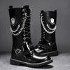 Módní motocyklové boty nad kotník Pánská ležérní obuv Vysoké punkové kožené boty pro muže Zimní stylové pánské motocyklové boty Velká velikost