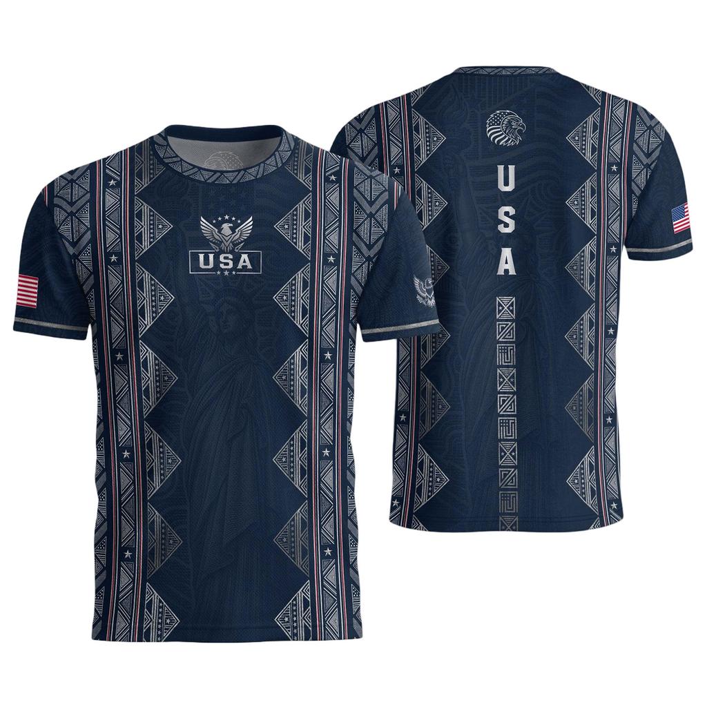 USA Men's Casual Letter Print Short Sleeve T-Shirt