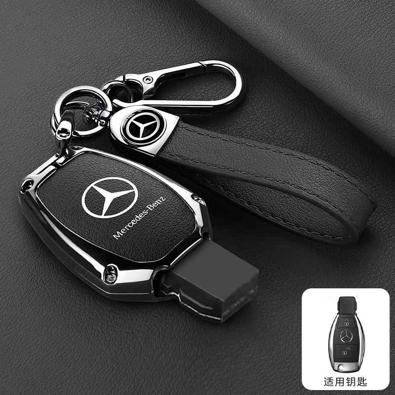 XUY2   Leather Car Smart Key Cover Case Protector For Mercedes Benz A B C S Class AMG GLA CLA GLC W176 W221 W204 Accessories Keychain