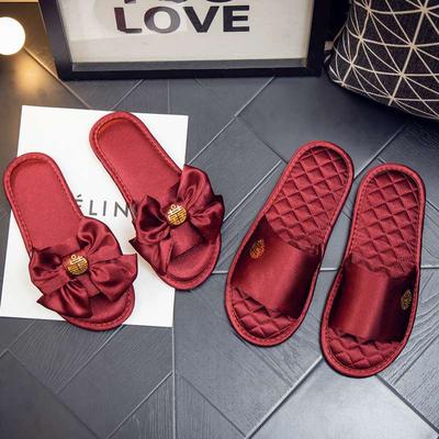 Wedding Slippers Festive Red a Pair of Couples Bridal Wedding Shoes Summer Light Luxury Newlyweds High-end Wedding