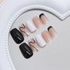 Simple Black and White Irregular Lines French Style Daily Commuting Fake Nails Removable Wearable Nails 24 Pieces