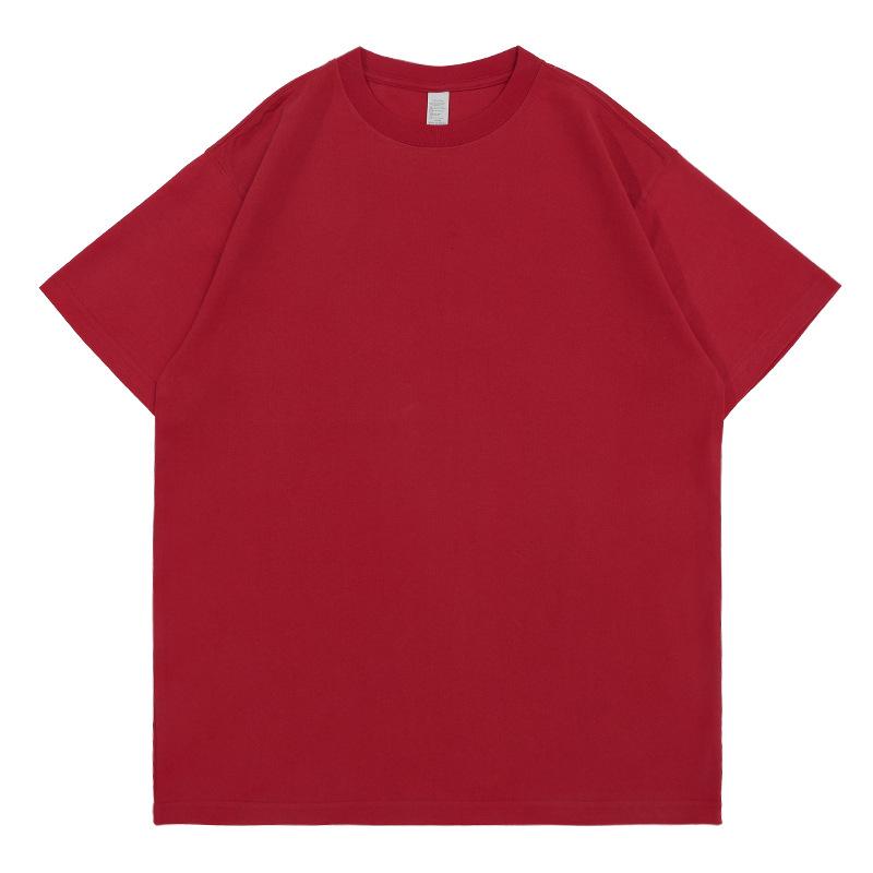 400g Heavyweight Pure White Long-Staple Cotton Summer Short-Sleeve Loose Crew Neck Base Layer T-Shirt