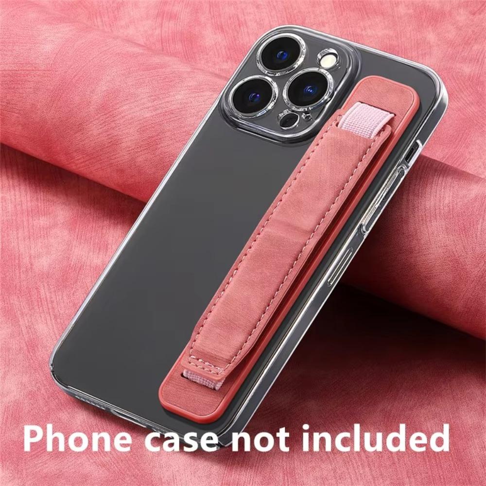 New Wristband Phone Finger Grip Strap Telescopic PU Leather Cell Phone Holder Self-adhesive Bracket for Most Smartphone