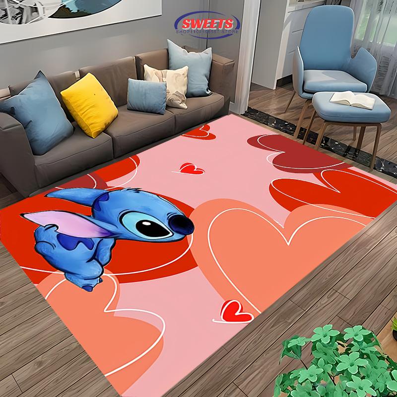 NO.3 Disney Lilo & Stitch Temalı Halı! Yatak Odası Oturma Odası Yatak Matı, Kaymaz Zarif Ev Dekorasyonu, Dayanıklı Makinede Yıkanabilir Halı