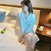 Sleepwear for Women Summer Ice Silk Sexy Thin Style Spring and Autumn Shirt Collar, Medium Length Pajamas