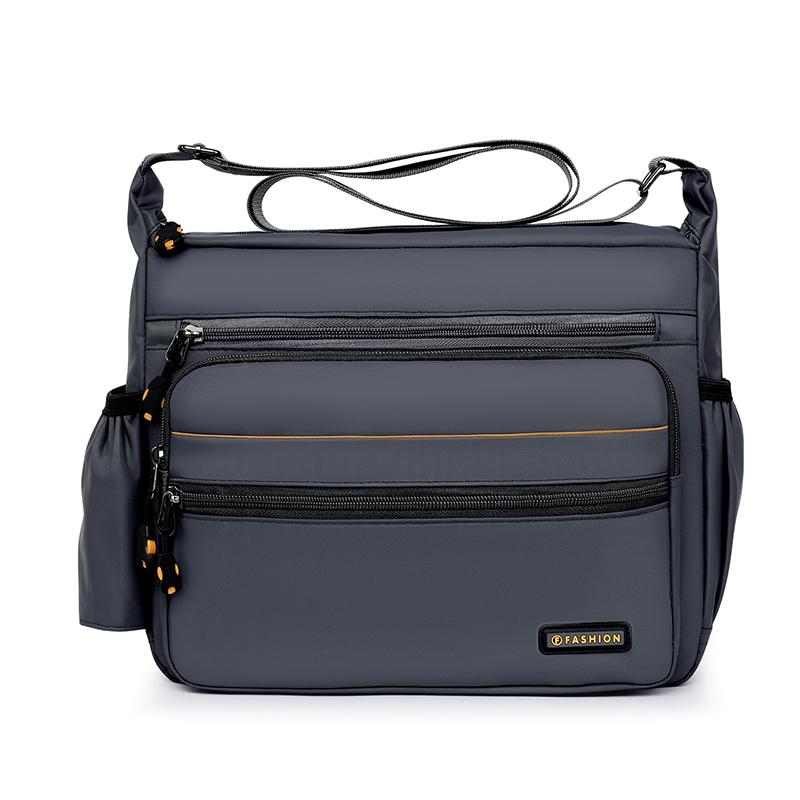 

Men s Crossbody Bag Multi-Pocket Waterproof Shoulder Bag Business Solid Color Large Capacity Small Square Bag серый