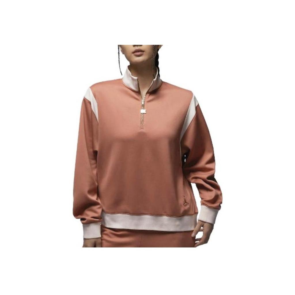 Jordan Embroidered Patchwork Zip-Up Stand Collar Sweatshirt Women Tops Orange FB5135-810