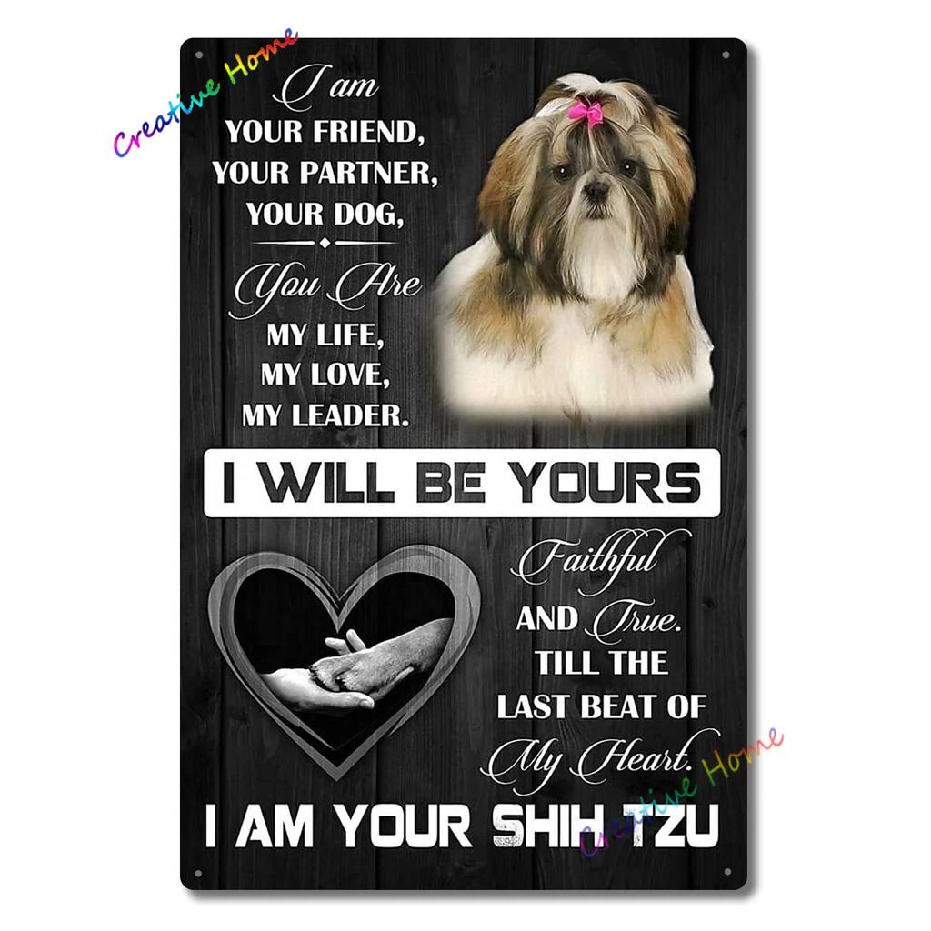 Dog Metal Tin Sign Shih Tzu Co. Bath Soap Wash Your Paws Printed Poster Bathroom Toilet Living Room Home Art Wall Decor 8X12inch