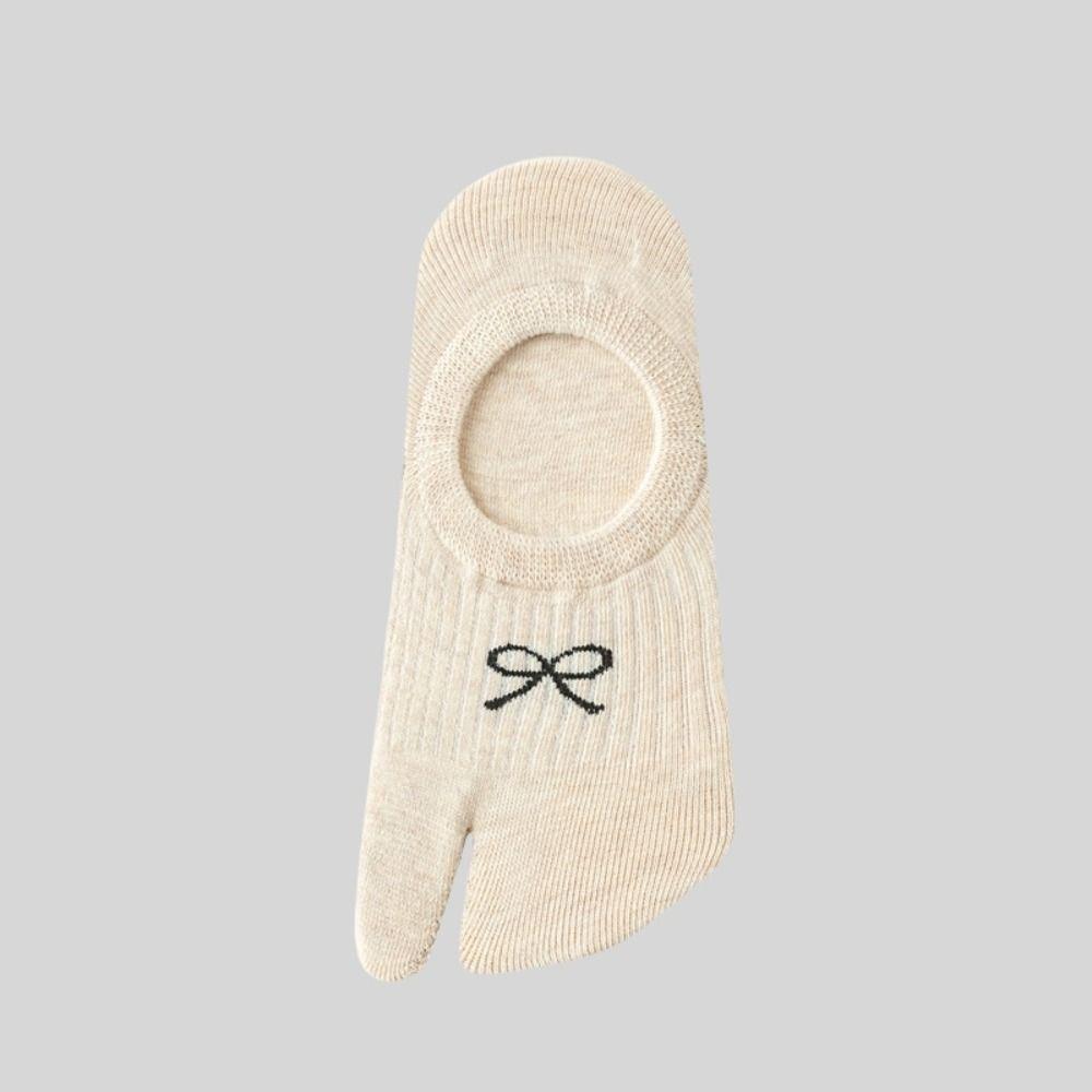 3Pairs Short Tube Sweet Bow Socks Invisible Split Toe Ankle Socks Simple Two Toe Boat Socks  Women
