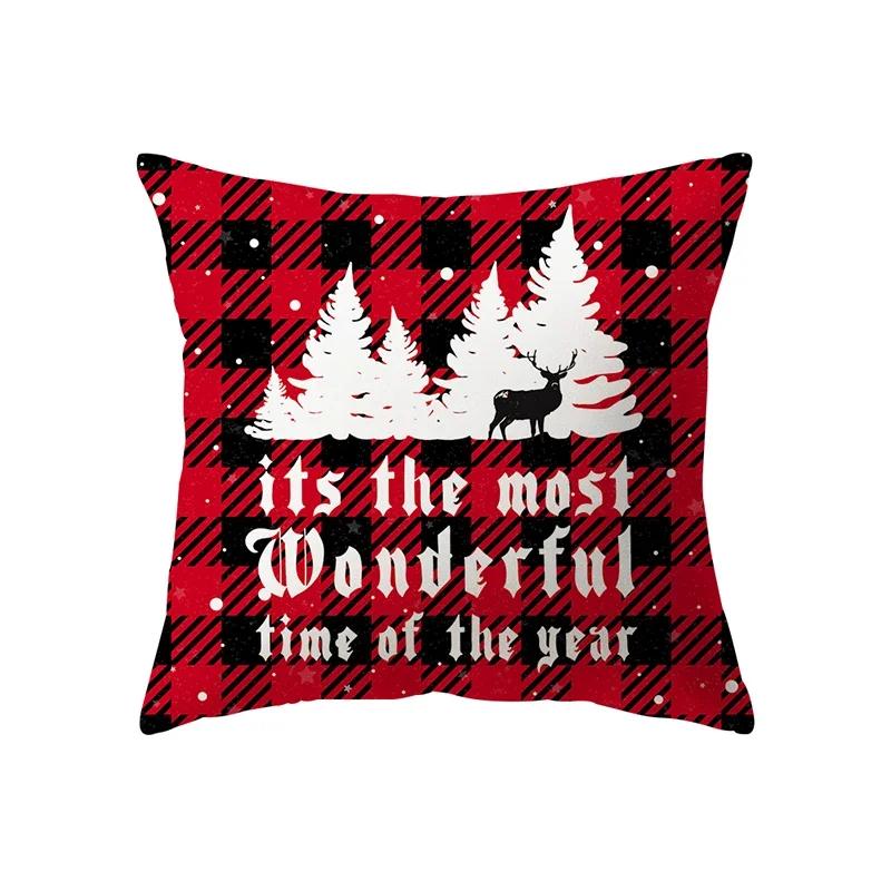 Merry Christmas Decorative Print Pattern Cushion Cover Home Living Room Sofa Decoration Square Polyester Pillow