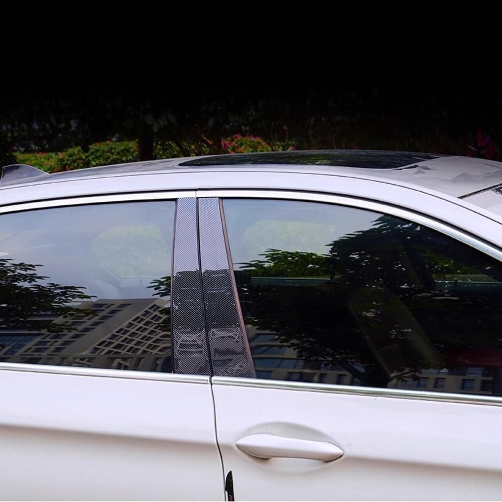 8pcs Carbon Fiber Pattern Vehicle Specific Fit Plastic Car Window Pillar Stickers for VW Passat (2011-2018) Window Surface, Protects Center Pillar,