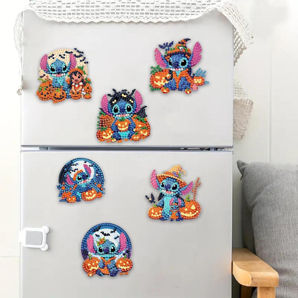 6Pcs Halloween Series Diamond Art Fridge Magnet Diamond Painting Refrigerator Magnet Diamond Painting Fridge Magnet for Adults Beginners