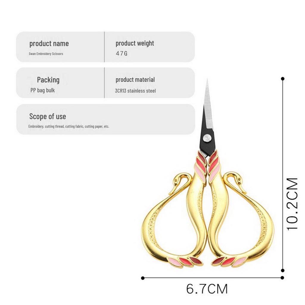 Retro Swan Embroidery & Tea Scissors - Ideal for Tea Bags, Fabric, Cross Stitch, Thread Cutting