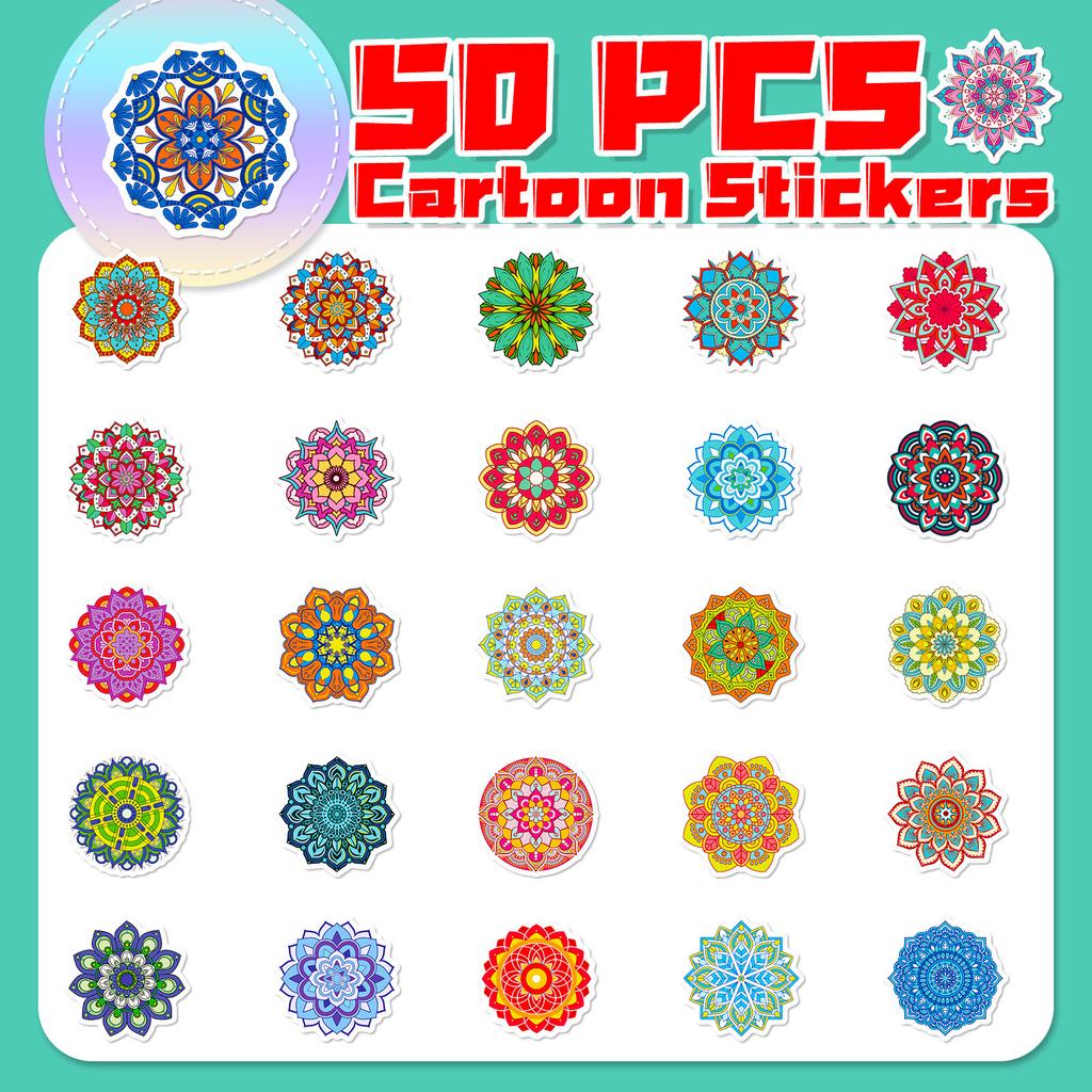 50 Cartoon Mandala Stickers Source Hindu Auspicious Religion Symbol Art Style Mandala Stickers