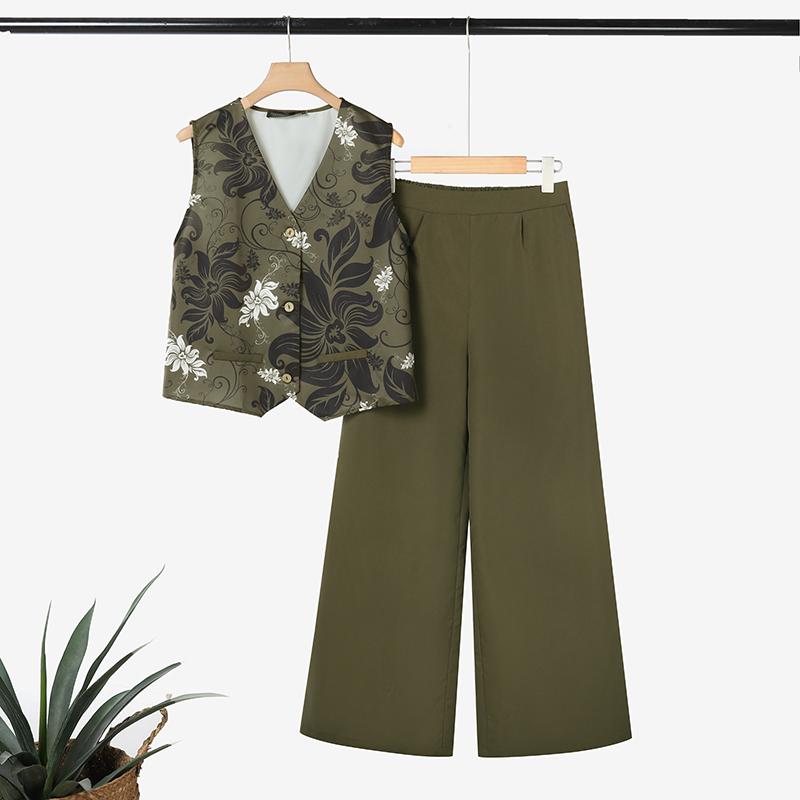 ZANZEA Women Floral Print Sleeveless Vest and Pants Summer Two Piece Suit Sets