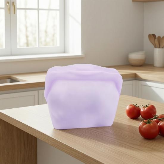 4PCS Fresh-Keeping Silicone Storage Bag Leak-Proof Reusable Containers Odor-Proof Thick Tear-Resistant Stand-Up Food Bags for Soup Sauce Leftovers