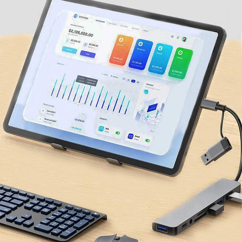 8 In1 USB C Hub Expander Multiport Adapter Type C Splitter Dock SD Card Reader For Samsung PC Tablet Fast Data Transfer Charging