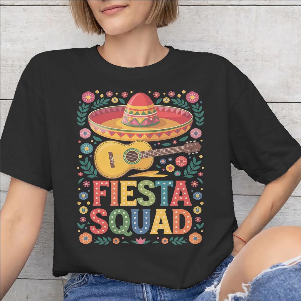 Fiesta Squad Cinco De Mayo Graphic Printing T Shirt Men Women 100 Cotton Tee Shirt Clothing
