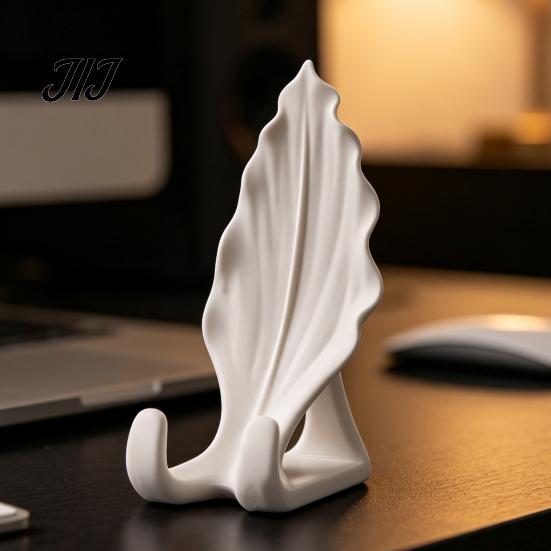 Portable Mobile Support Leaf Shaped Phone Stand, 3D Printed Holder with Double Desktop Hook Support, Creative Hands Free Video Cradle, Artistic Decor