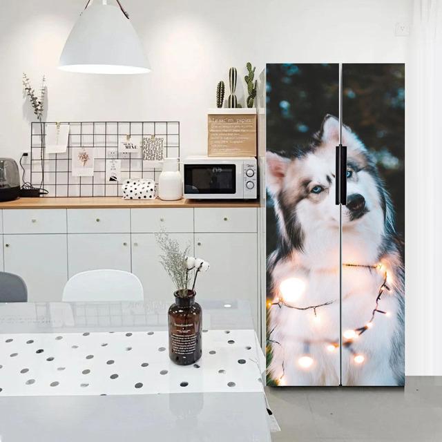Water Droplets Geometry Line Pattern Self-Adhesive Refrigerator Freeze Sticker Kid's Art Fridge Door Cover Wallpaper Teenager 3D