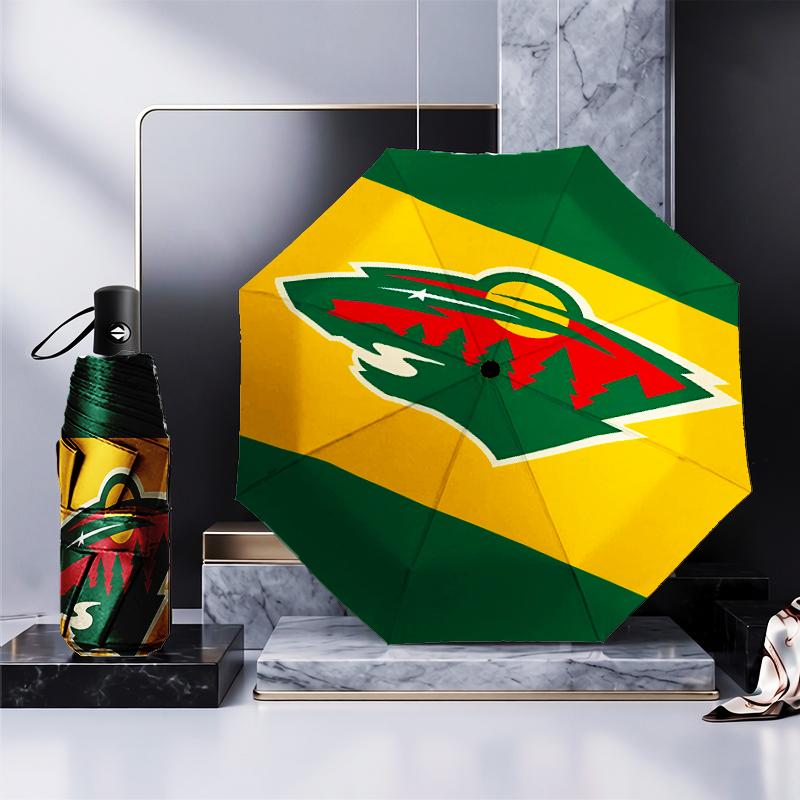 Minnesota Hockey Team Umbrella Folding Umbrella, Automatic Umbrella 8-Frame for Travel, Camping Use Gift for Halloween Christmas