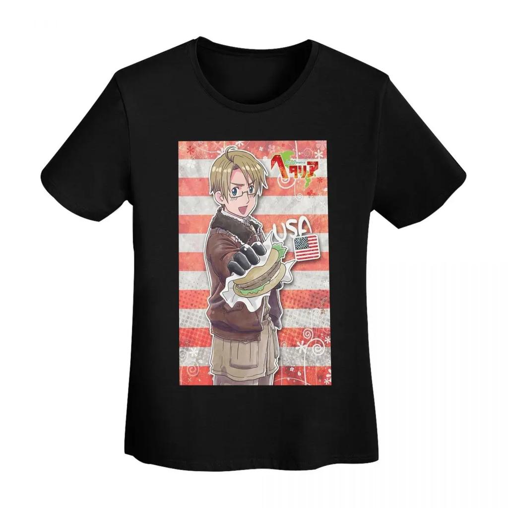 Hetalia Grupa Gwiazdy Świata Koszulka Damska Krótki Rękaw Koszulki Okrągły Dekolt Streetwear Bawełna Letnie Koszulki Streetwear