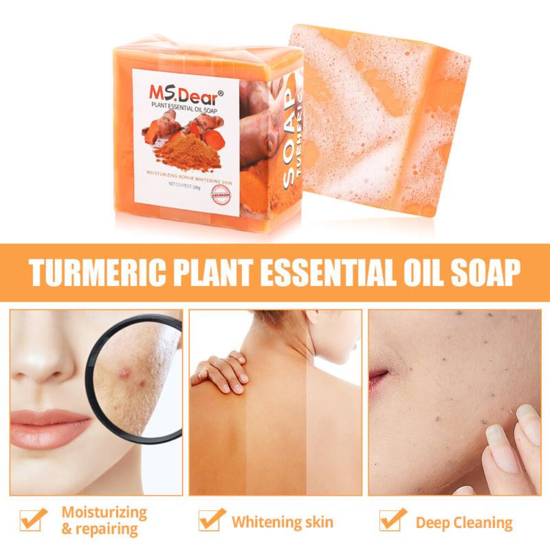 2× Turmeric Soap Skin Whitening Dark Spots Lightening Acne Brightening Turmeric