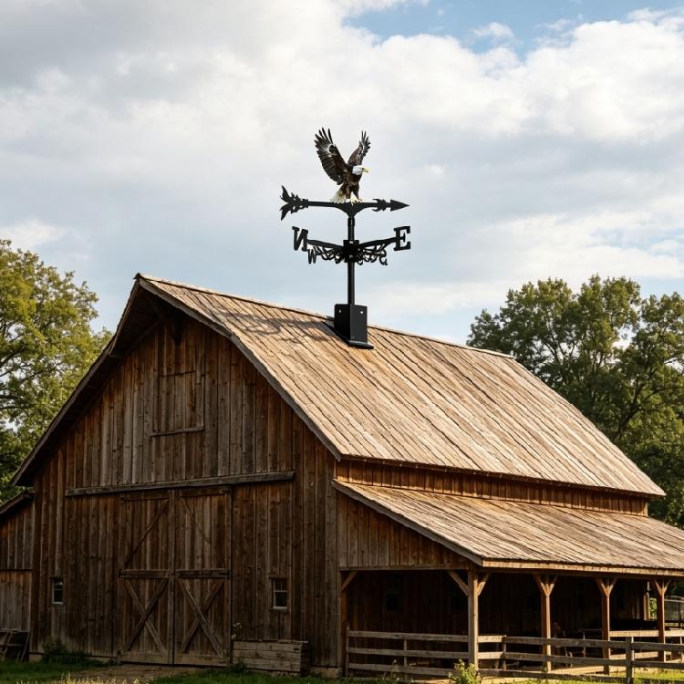 Yard Fence Wind Vane with Bird Shape, Metal Structure and Direction Marker Layout for Garden Display Placement Use