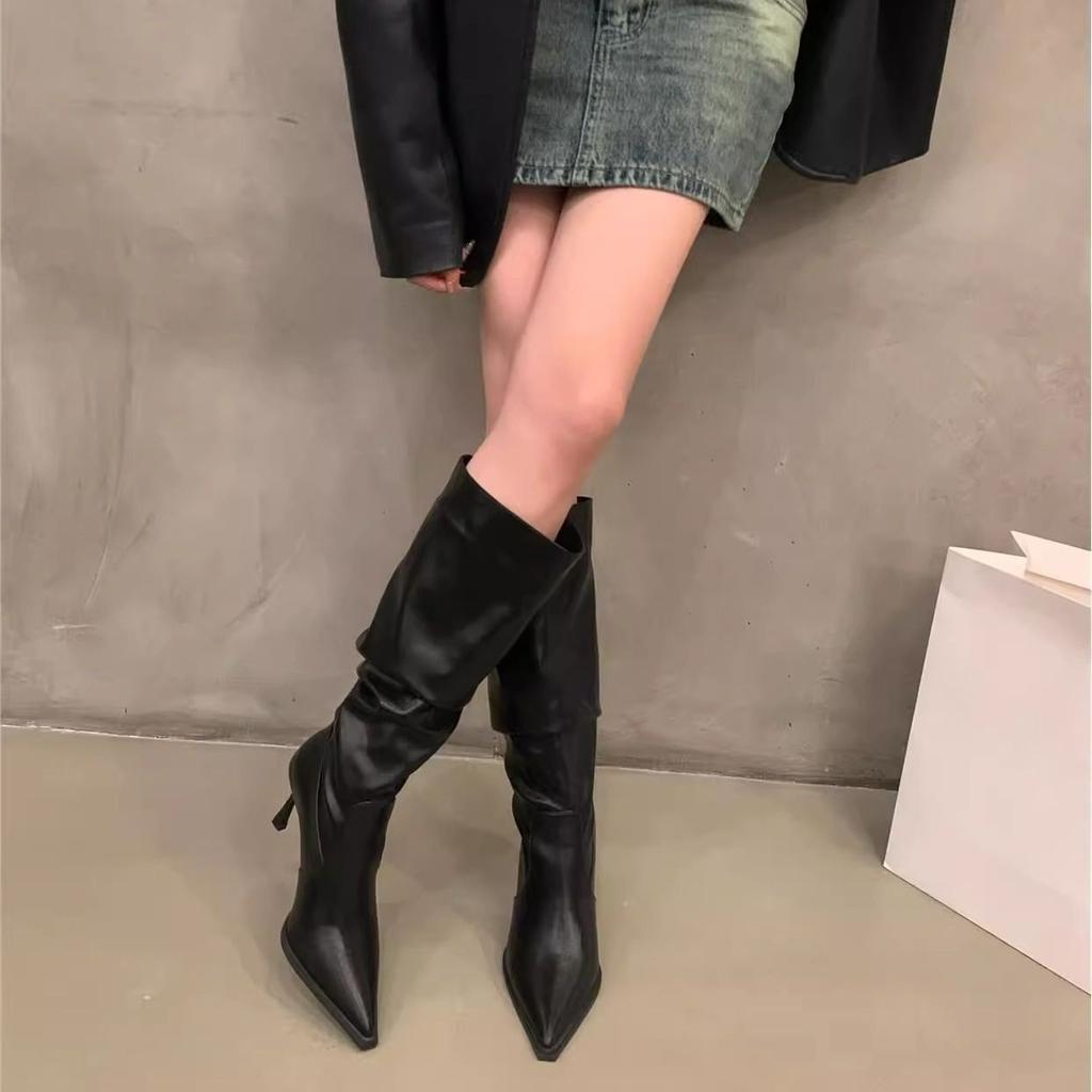 Premium Pointed Heel High Boots Children's Seasonal Fashion Comfortable Pile Boots