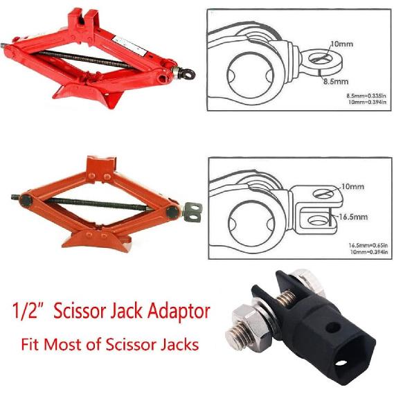 Scissor Jack Adapter, Car Jack Adapter for Double Hole Jacks, 1/2 Inch Adapter, Car Repair Tool for Vehicle Maintenance, Home Use, Auto Repair, DIY