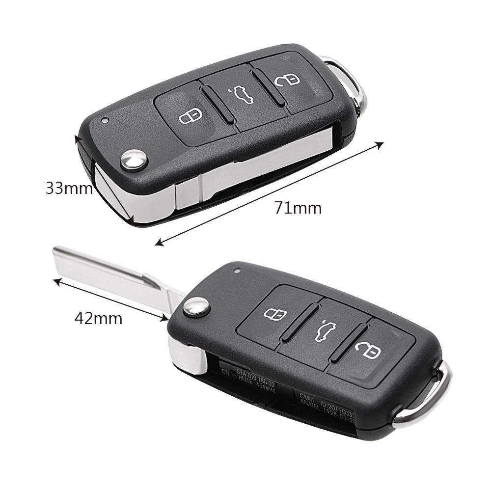 3 Buttons Car Key Shell Remote Flip for Beetle/Caddy/Eos/Golf/Jetta/Polo/Scirocco/Tiguan/Touran/UP VW Blank Keys Cover Case