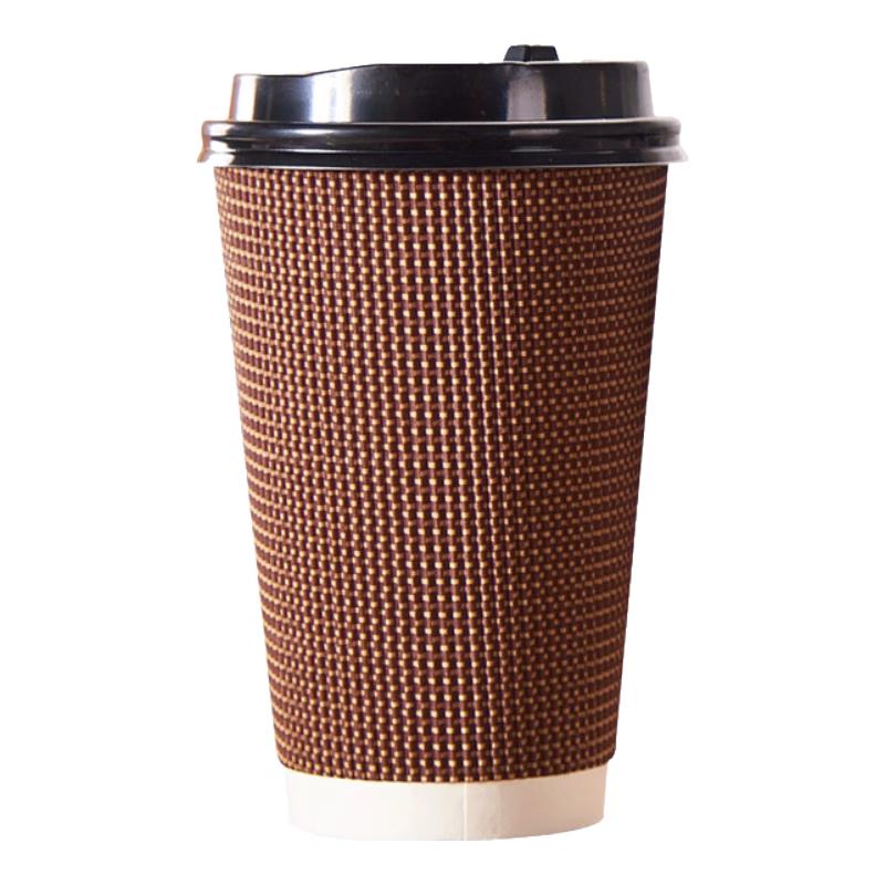 Disposable Corrugated Coffee Cups with Lids (500 Sets)