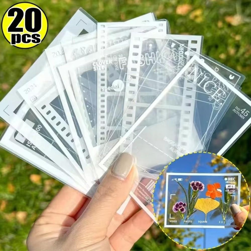 20PCS Transparent Clear Plastic Bookmarks Self-adhesive Paper Plastic Frame Specimen Bookmarks Pressed Flower Bookmarks