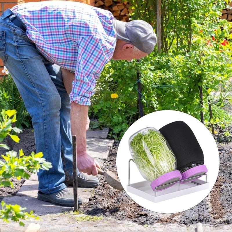 Conjunto Empilhável de Germinador de Sementes de Vidro com Base Ventilada e Manga de Sombreamento Adequado para Alfafa Feijão Mungo Jardinagem Indoor