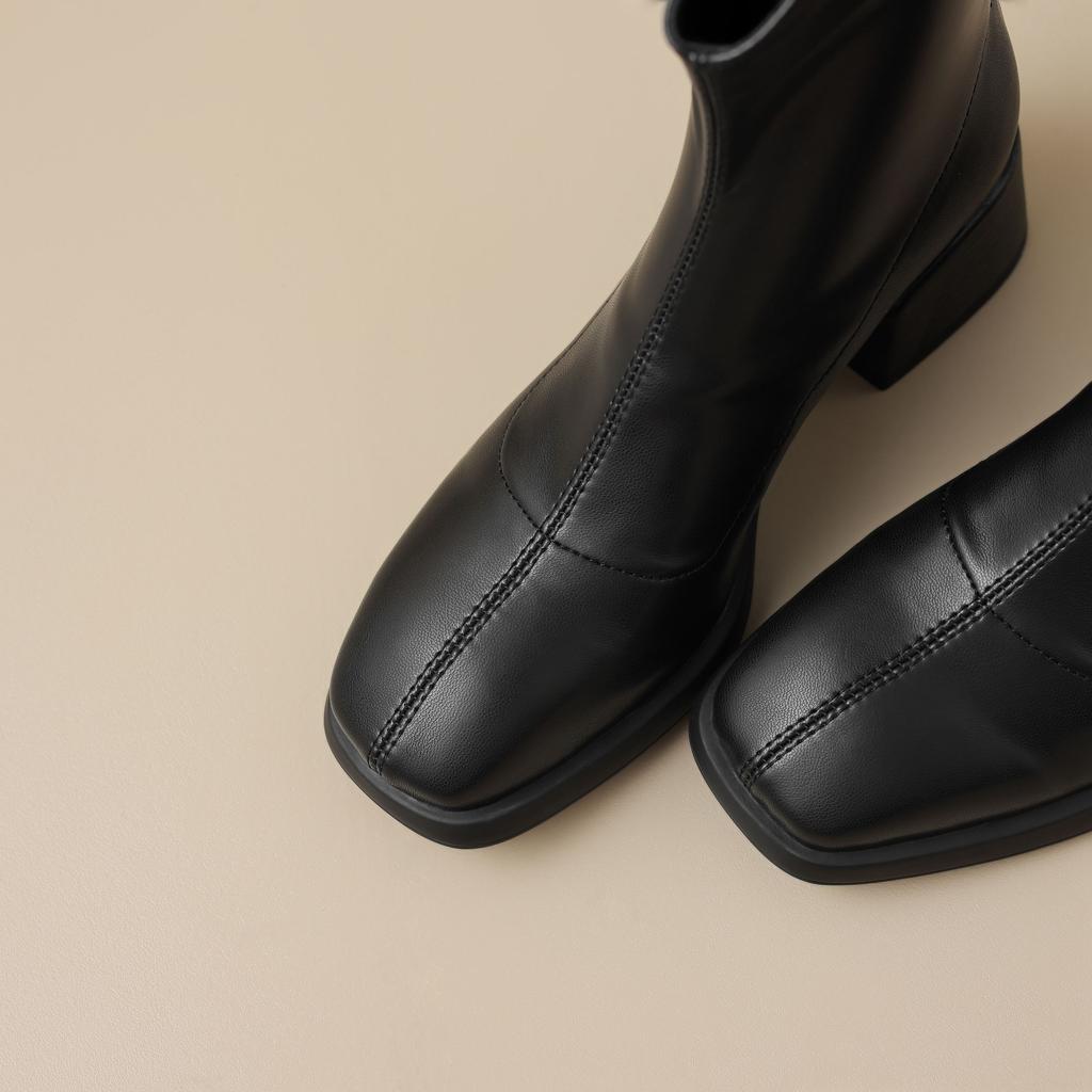 Krazing Pot Mikrofaser Herbst Winter Schuhe Dicke Mittelhohe Absätze Größe 43 Chelsea Boots Aprikose Reißverschluss Stiefeletten