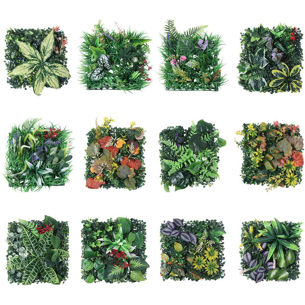 DIY Artificial Plant Wall Panel Eternal Life UV Protection Artificial Eucalyptus Carpet 25*25cm Durable Artificial Fern Grass
