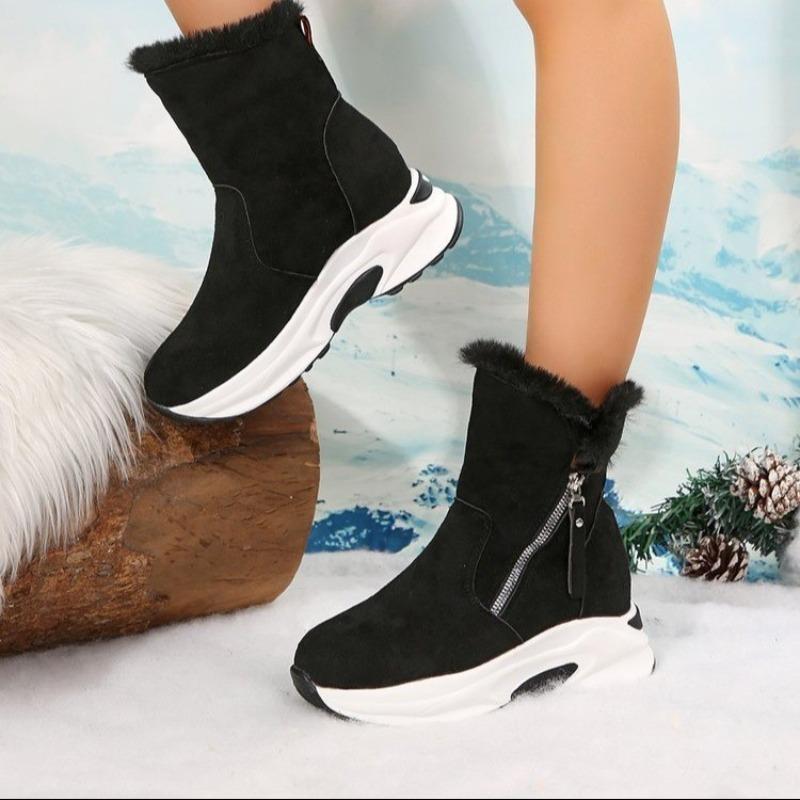 Warm thick-soled piled thickened snow boots women's new winter side zipper casual short boots