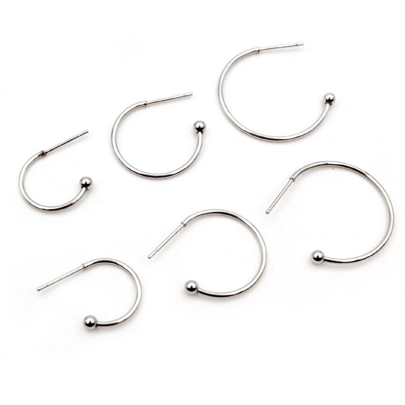 10pcs 12 15 20 25mm 316 Stainless Steel Earring Hooks Hoops Circle Ball Stud Earrings Ear Wires Connector DIY Jewelry Findings