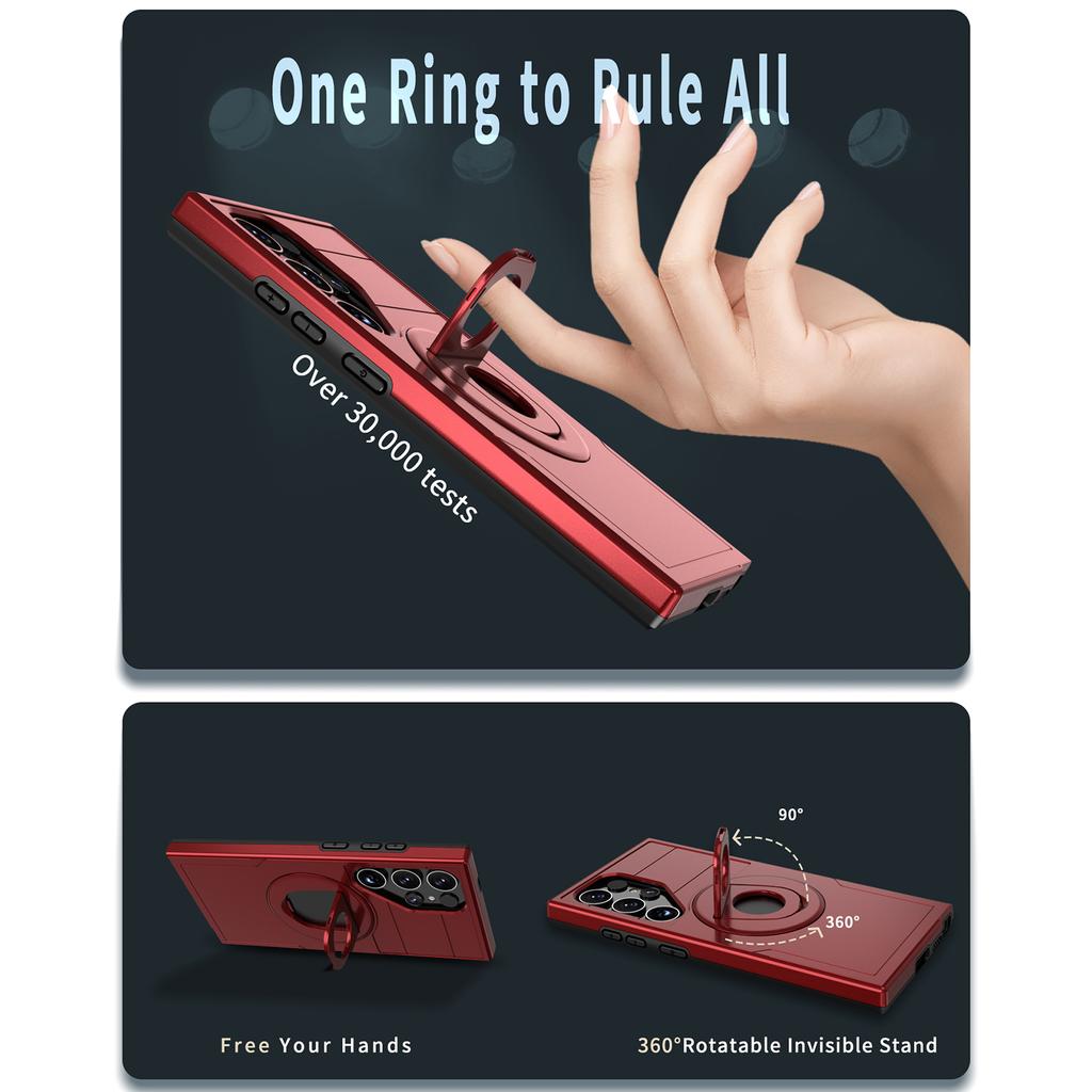 For Samsung Galaxy S25 Ultra Magnetic Case Slide Camshield TPU + PC Kickstand Phone Cover