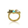 Chic Retro Black Gold Heart Bird Ring For Women Adjustable Fashionable Accessory