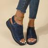 New new color after Velcro fish mouth sandals large size thick-soled wedge heel open-toed sandals women