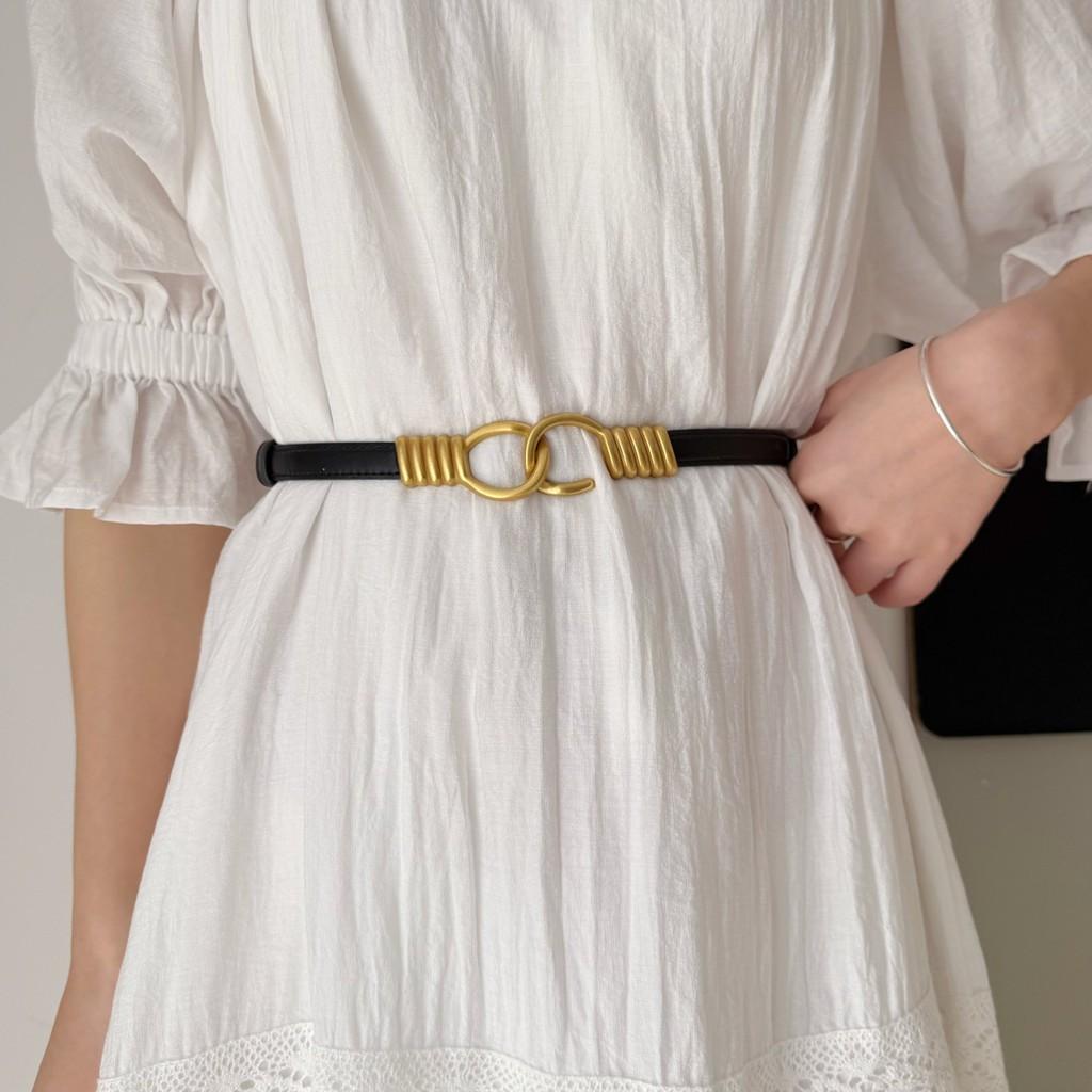 Fashionable Leather Retro Belt With Hook Closure For Women Skirts Sweaters Coat