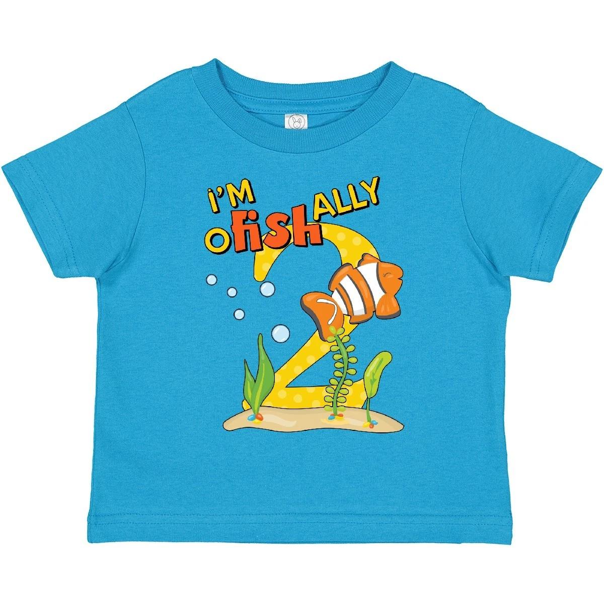 Inktastic I m O-Fish-Ally Two- Cute Clownfish Second Birthday Toddler kids boys T-Shirt 2 130