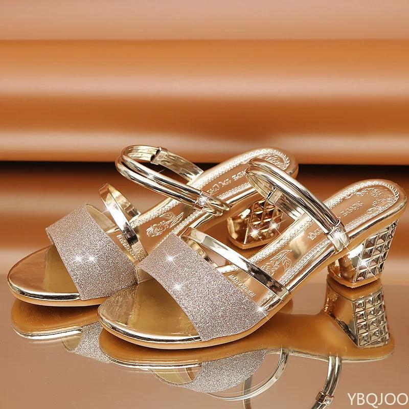 Fashion 2025 New Summer Female Sandals Outdoor Open Toed Mid Heel Shoes Fashion Hollow Sandals Casual Non Slip Thick Heel Women's Shoes