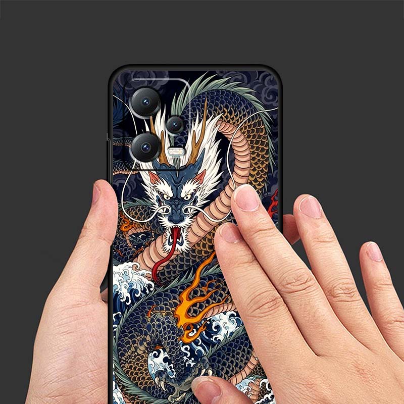 Fashion Dragon Illustration Phone Case For Xiaomi Redmi Note 15 14 13 12 12S 11E 11 11S Pro Plus 4G 5G Black Soft TPU